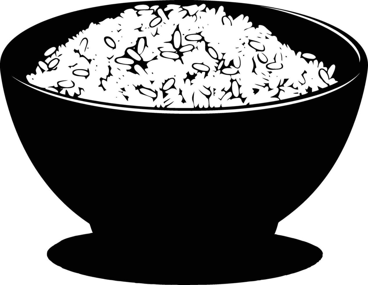 AI generated Silhouette a bowl of rice food black color only vector