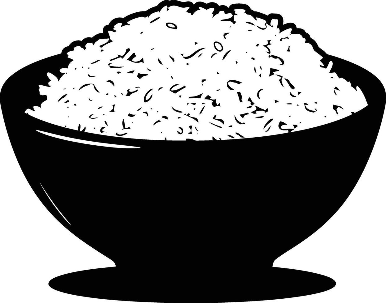 AI generated Silhouette a bowl of rice food black color only vector