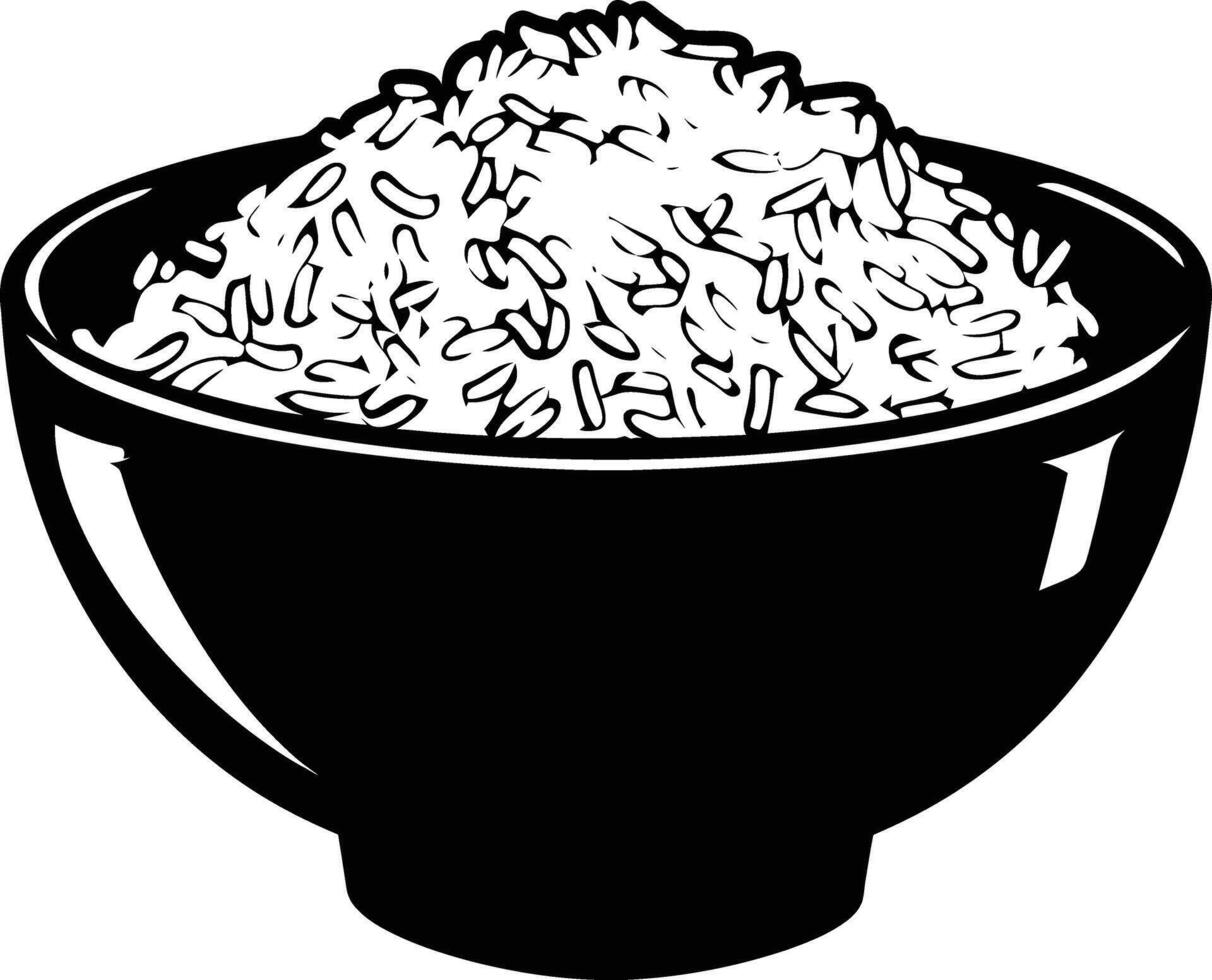 AI generated Silhouette a bowl of rice food black color only vector