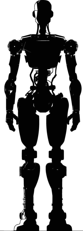 ai generado silueta robot personaje negro color solamente lleno cuerpo vector
