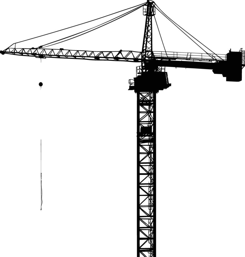 ai generado silueta carril montado torre grua industrial pesado equipo negro color solamente vector