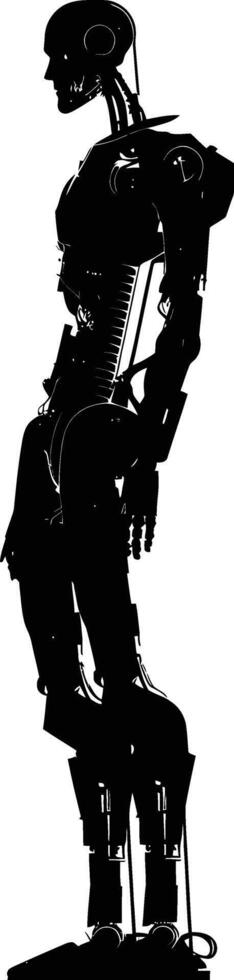 AI generated Silhouette robot character black color only full body vector