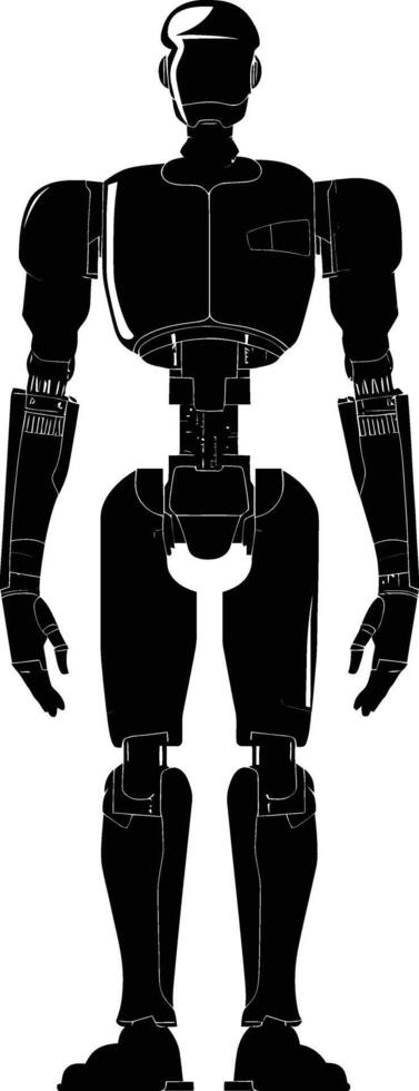 AI generated Silhouette robot character black color only full body vector