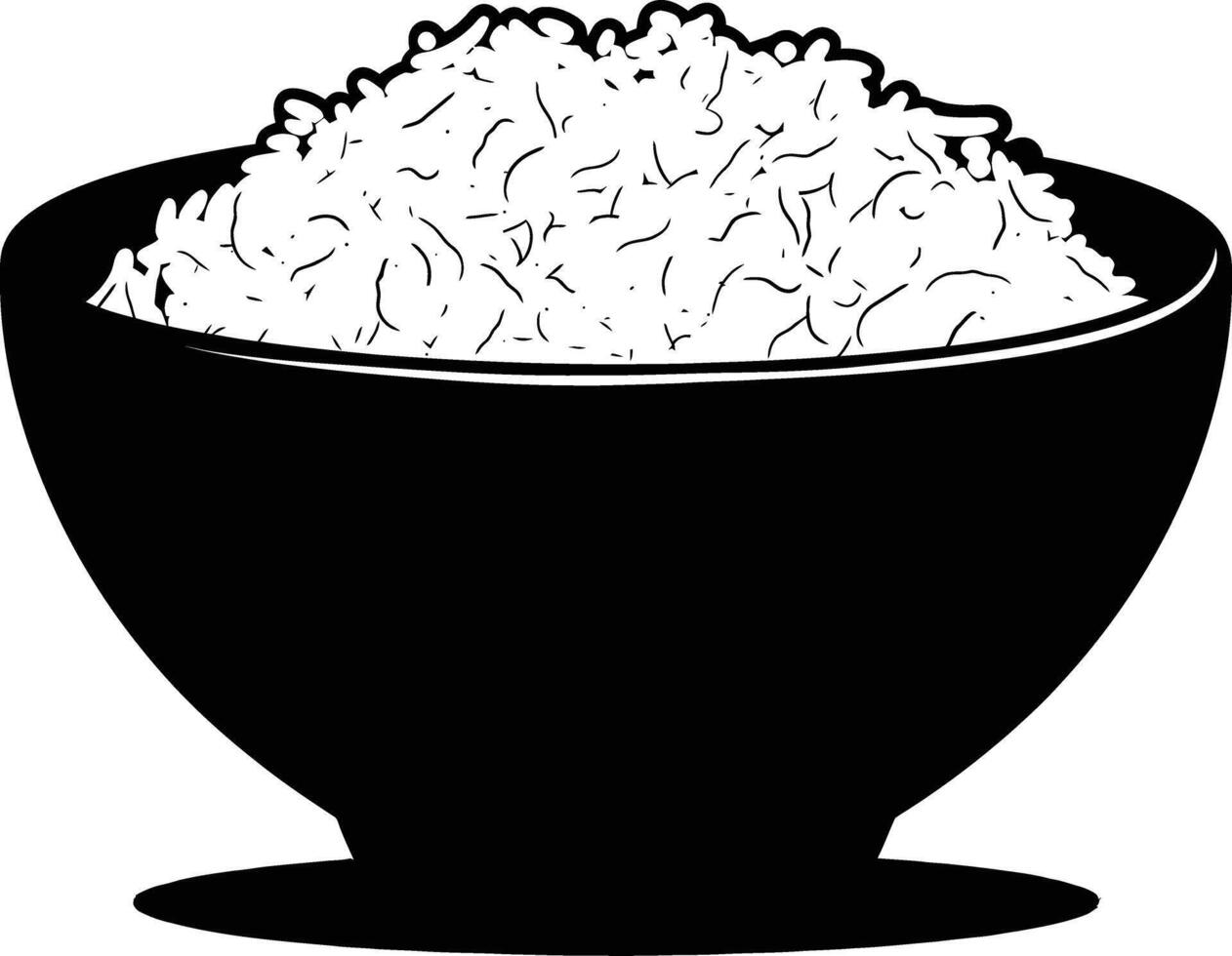 AI generated Silhouette a bowl of rice food black color only vector