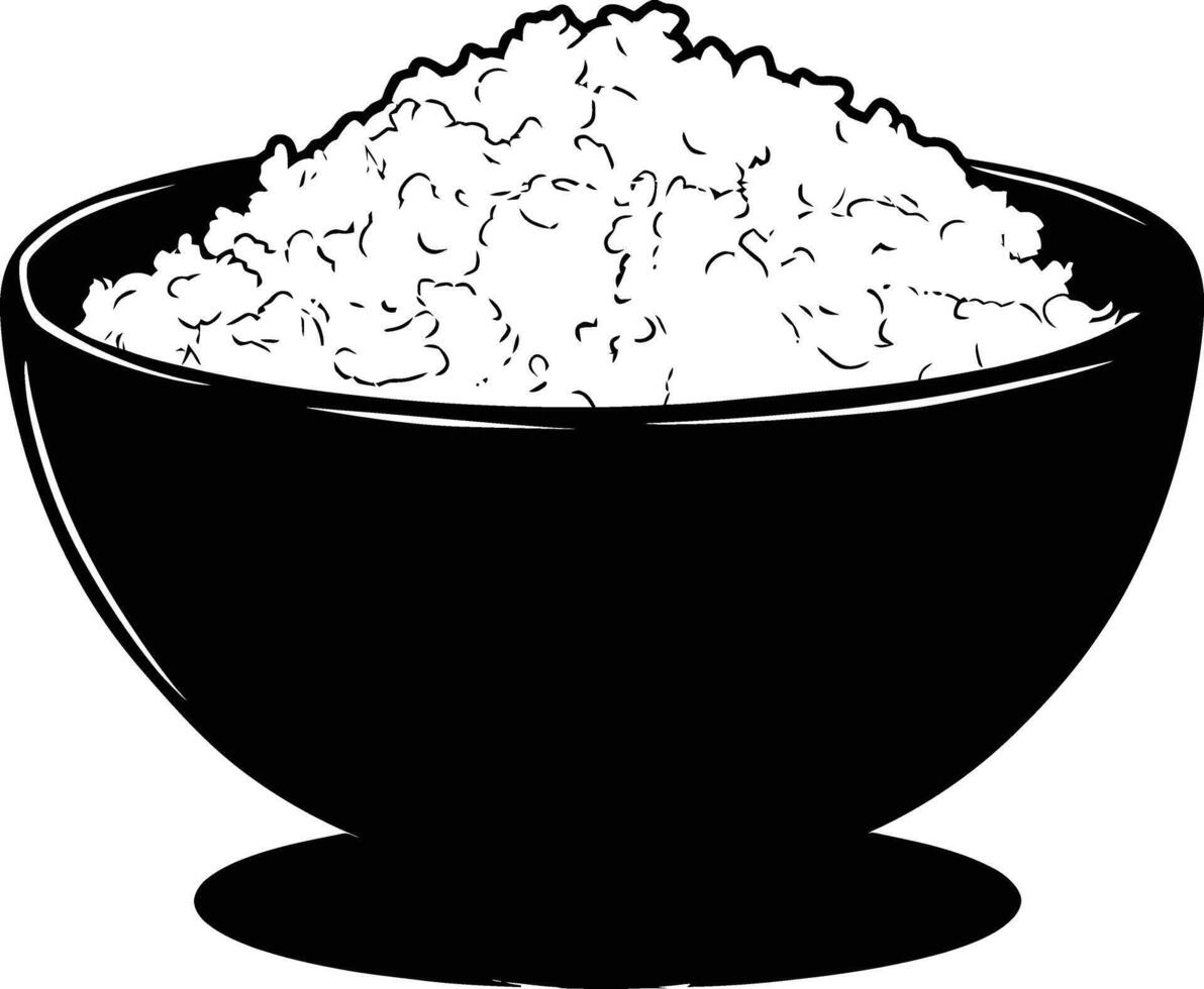 AI generated Silhouette a bowl of rice food black color only vector