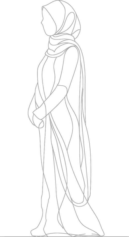 AI generated aesthetic women hijab continuous line art style symbol of women days vector