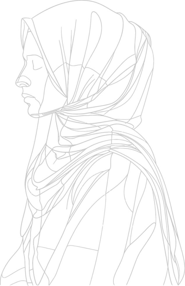 ai generado estético mujer hijab continuo línea Arte estilo símbolo de mujer dias vector