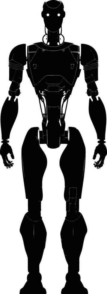 AI generated Silhouette robot character black color only full body vector