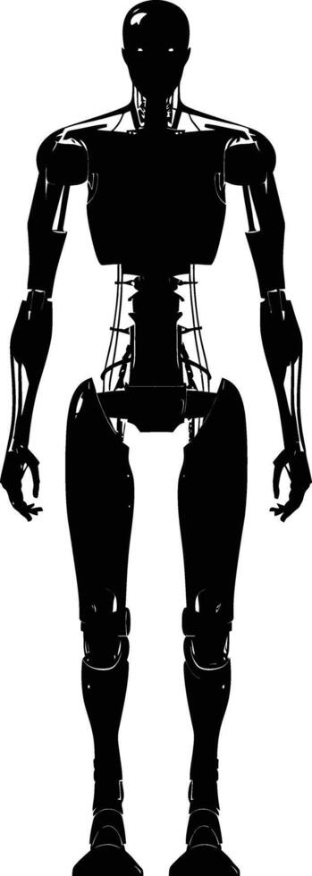 AI generated Silhouette robot character black color only full body vector