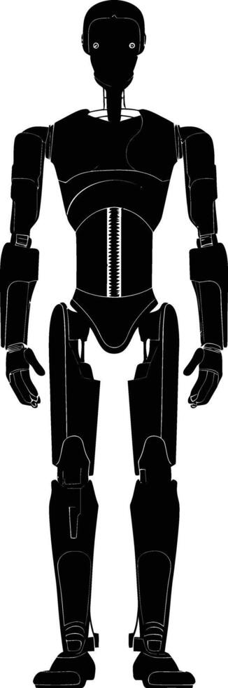 AI generated Silhouette robot character black color only full body vector