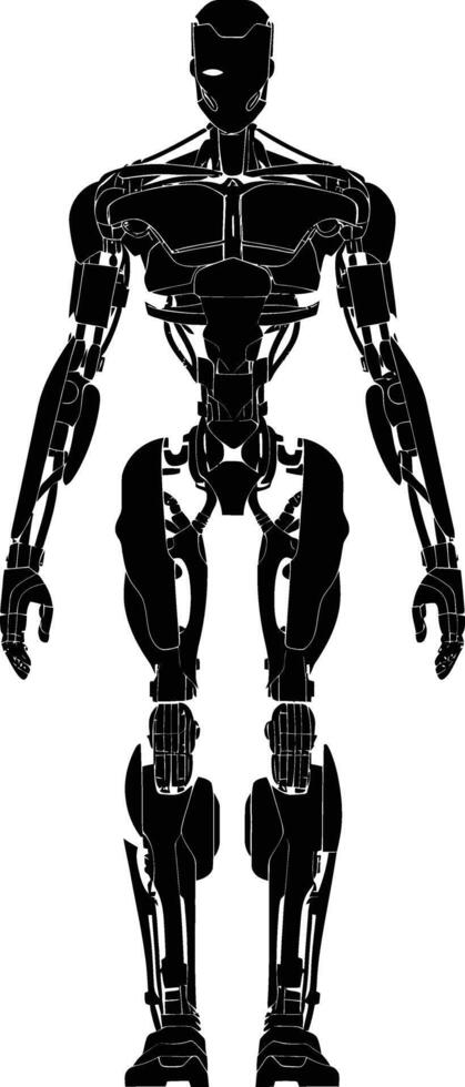 AI generated Silhouette robot character black color only full body vector