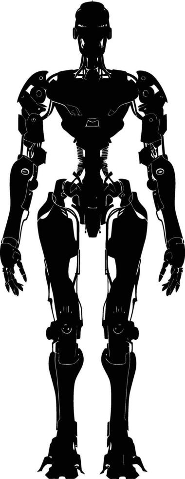 ai generado silueta robot personaje negro color solamente lleno cuerpo vector