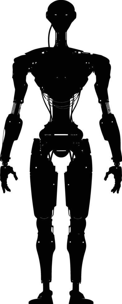 ai generado silueta robot personaje negro color solamente lleno cuerpo vector