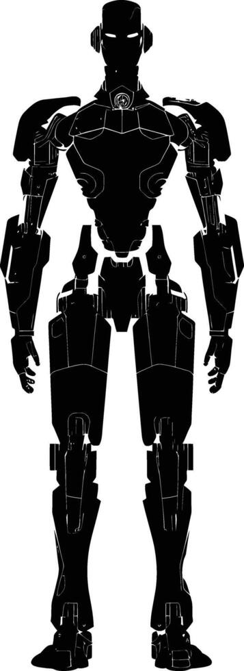 AI generated Silhouette robot character black color only full body vector