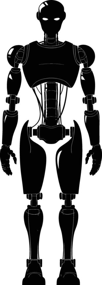 AI generated Silhouette robot character black color only full body vector