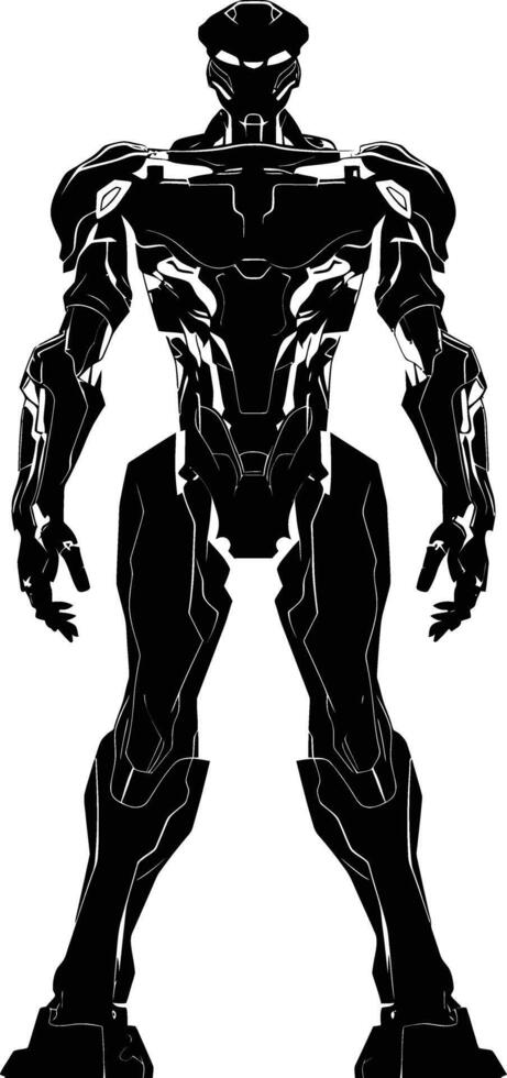 ai generado silueta robot personaje negro color solamente lleno cuerpo vector