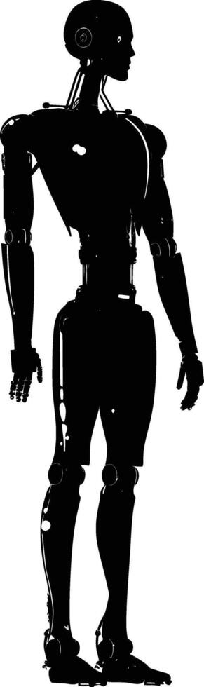 AI generated Silhouette robot character black color only full body vector