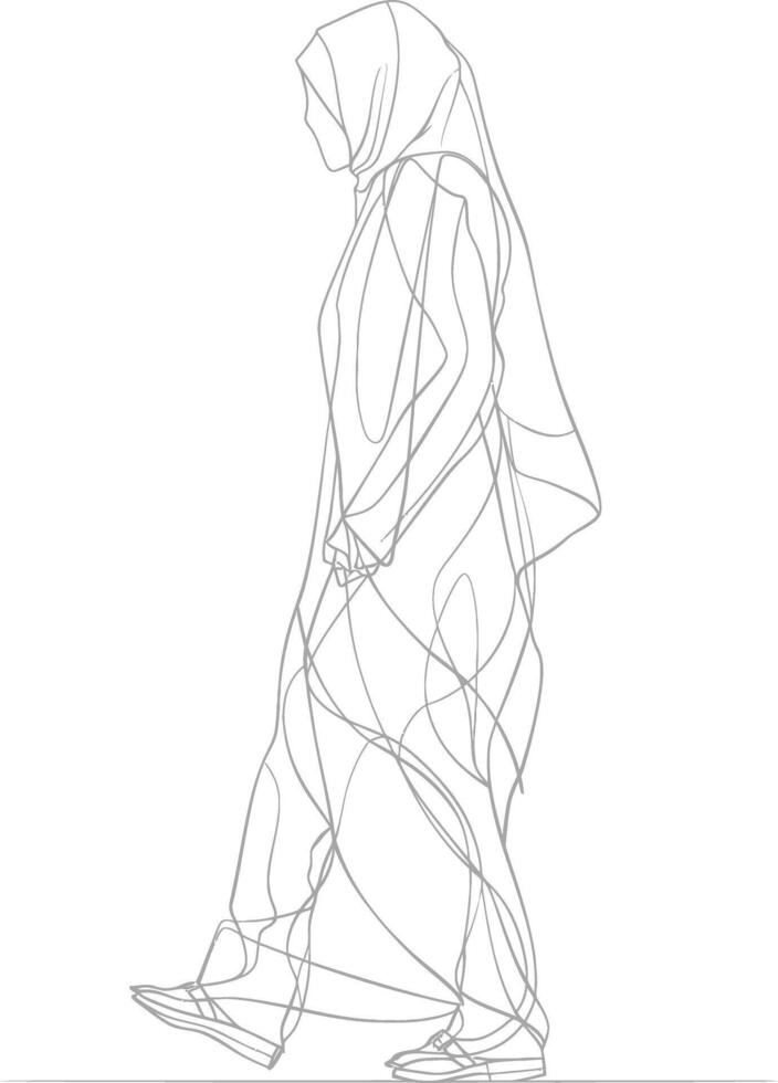 AI generated aesthetic women hijab continuous line art style symbol of women days vector