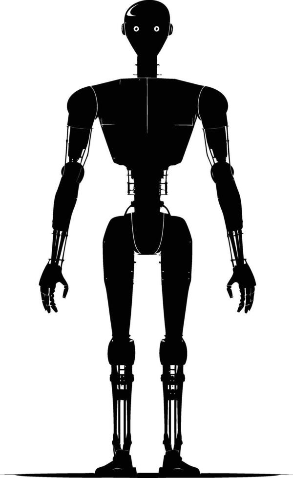 AI generated Silhouette robot character black color only full body vector