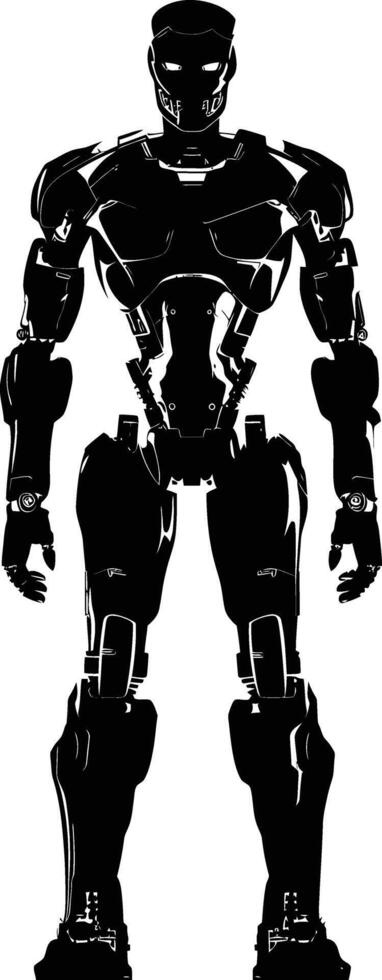 AI generated Silhouette robot character black color only full body vector