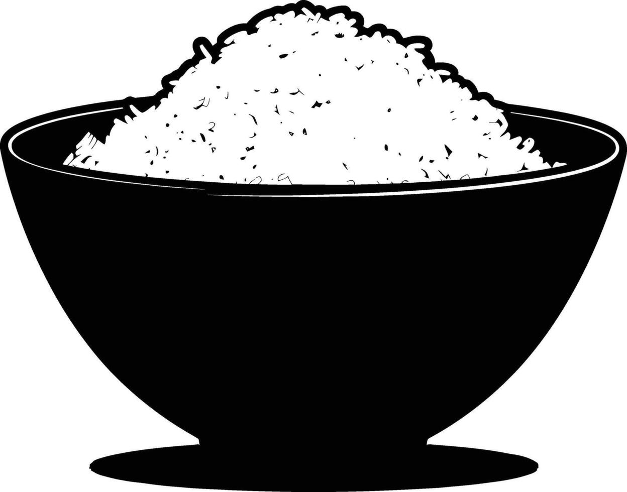 AI generated Silhouette a bowl of rice food black color only vector