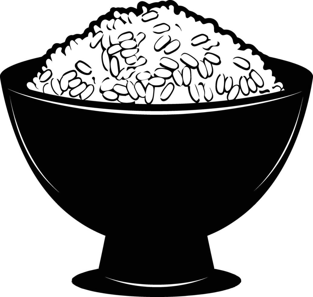 ai generado silueta un cuenco de arroz comida negro color solamente vector