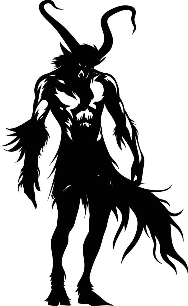 AI generated Silhouette satyr ancient mythology creature black color only full body vector