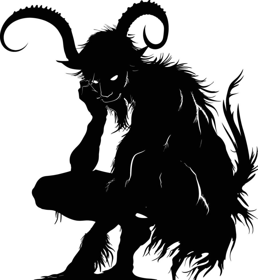 AI generated Silhouette satyr ancient mythology creature black color only full body vector