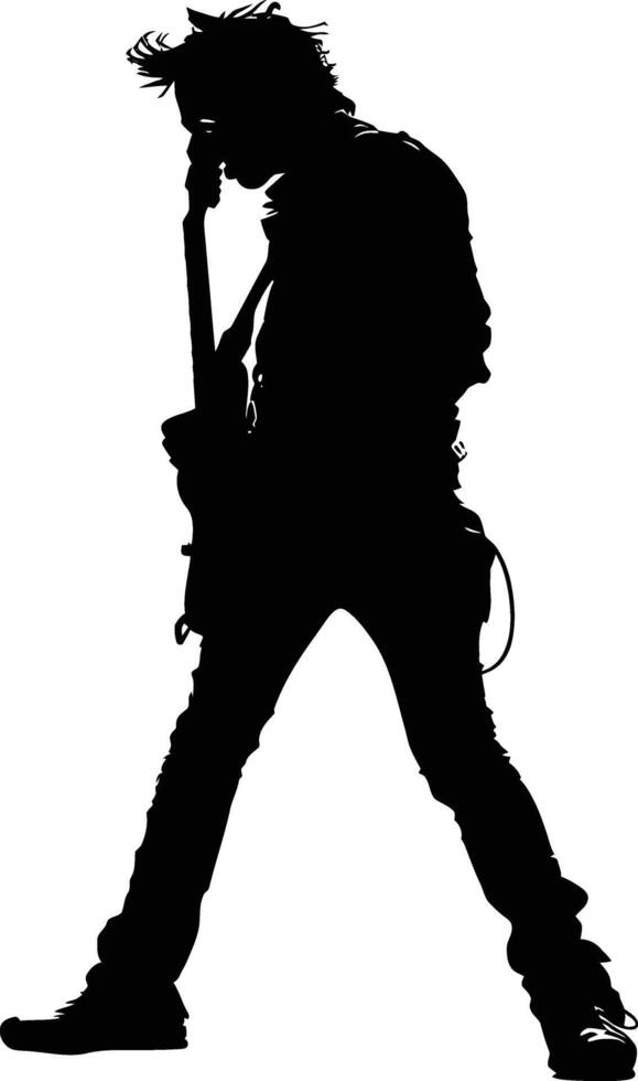 AI generated Silhouette rocker in perform black color only full body vector