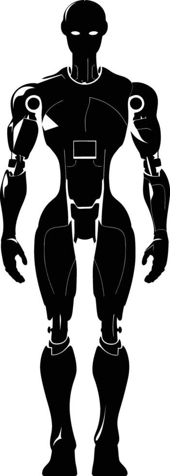 ai generado silueta robot personaje negro color solamente lleno cuerpo vector