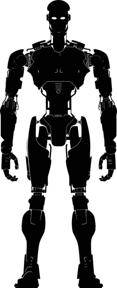 ai generado silueta robot personaje negro color solamente lleno cuerpo vector