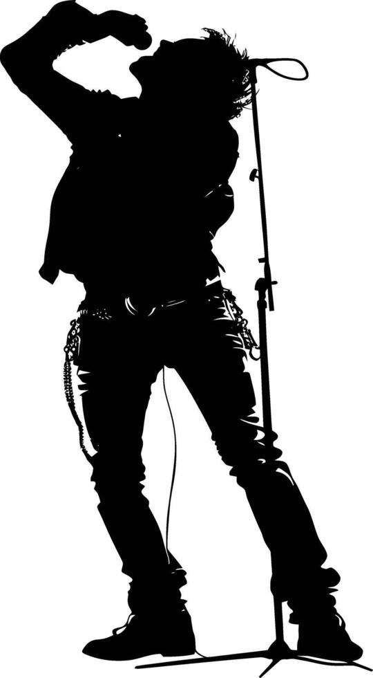 AI generated Silhouette rocker in perform black color only full body vector