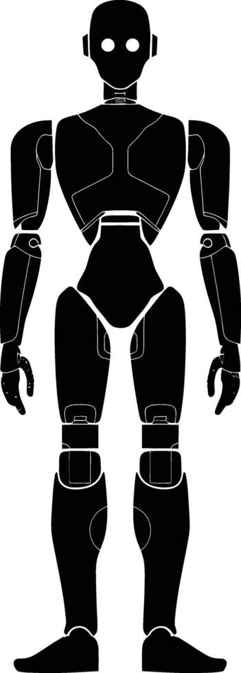 AI generated Silhouette robot character black color only full body vector