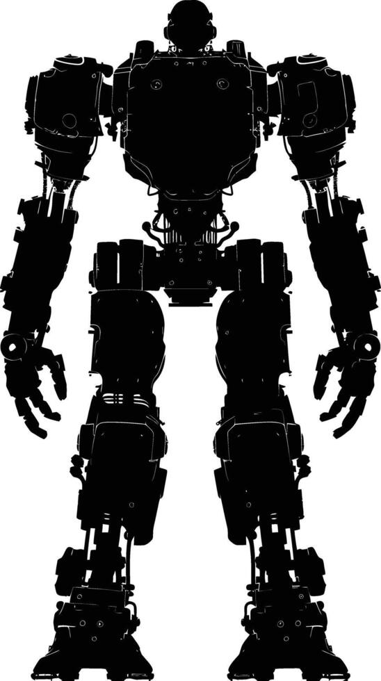 AI generated Silhouette robot character black color only full body vector