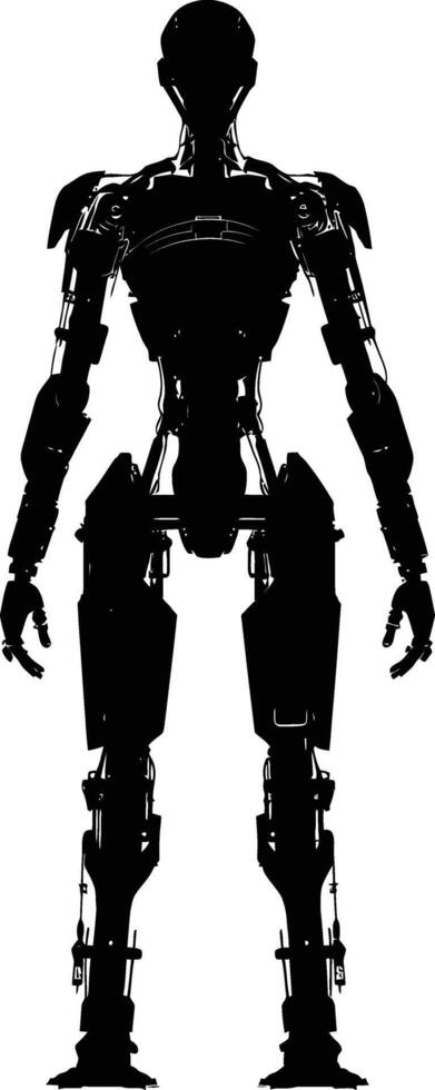 ai generado silueta robot personaje negro color solamente lleno cuerpo vector