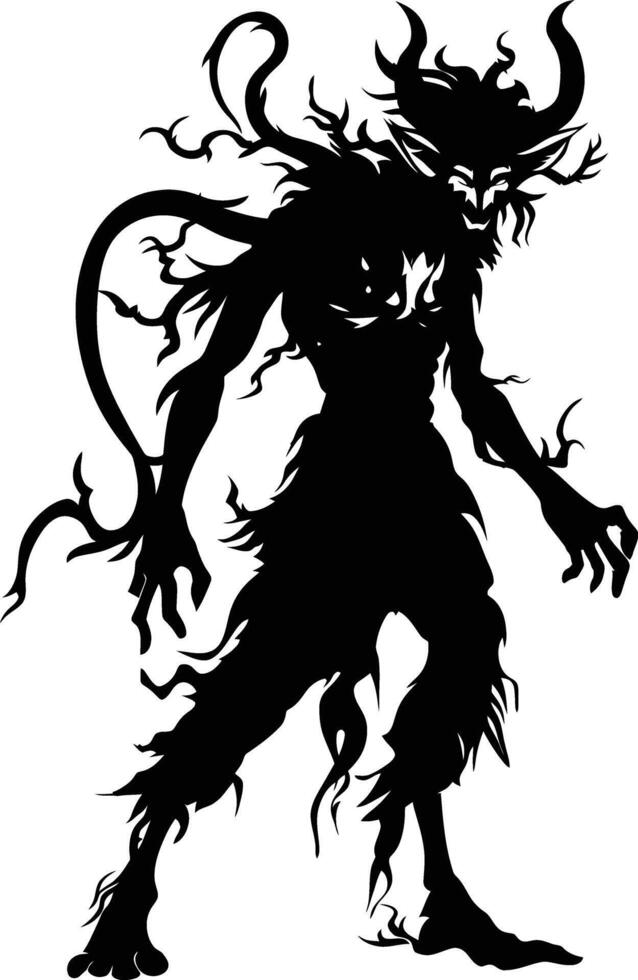 AI generated Silhouette satyr ancient mythology creature black color only full body vector