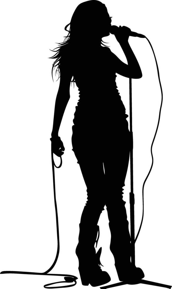 AI generated Silhouette lady rocker in perform black color only full body vector