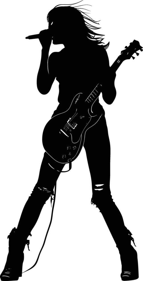 AI generated Silhouette lady rocker in perform black color only full body vector