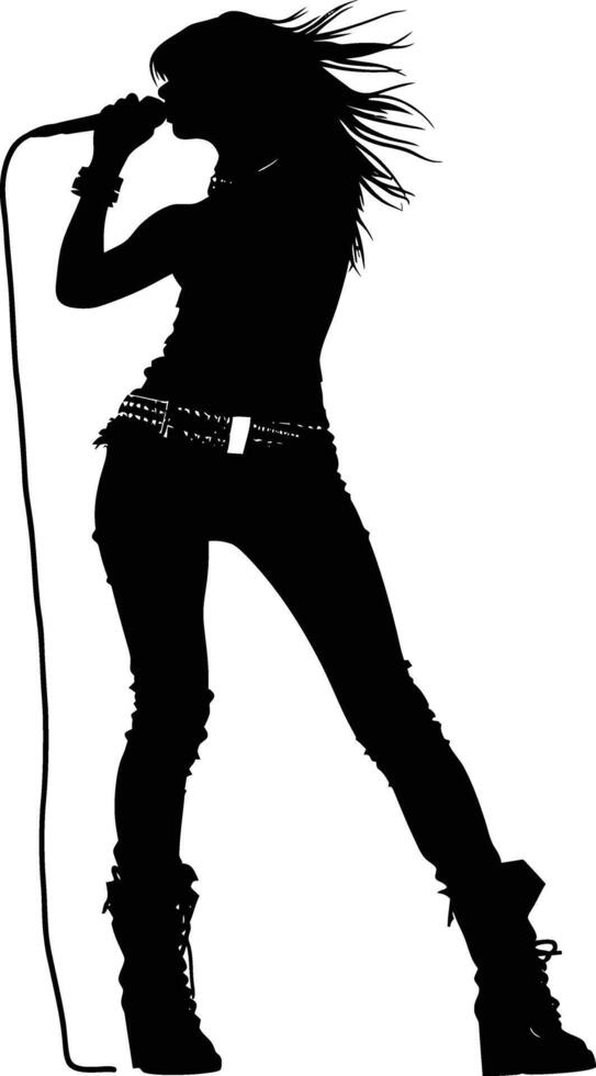 AI generated Silhouette lady rocker in perform black color only full body vector