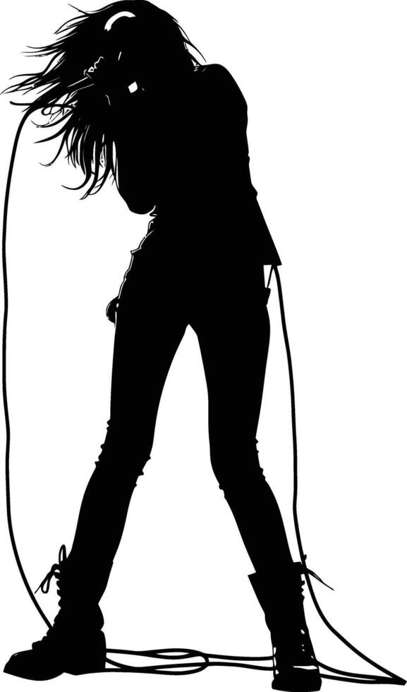 AI generated Silhouette lady rocker in perform black color only full body vector