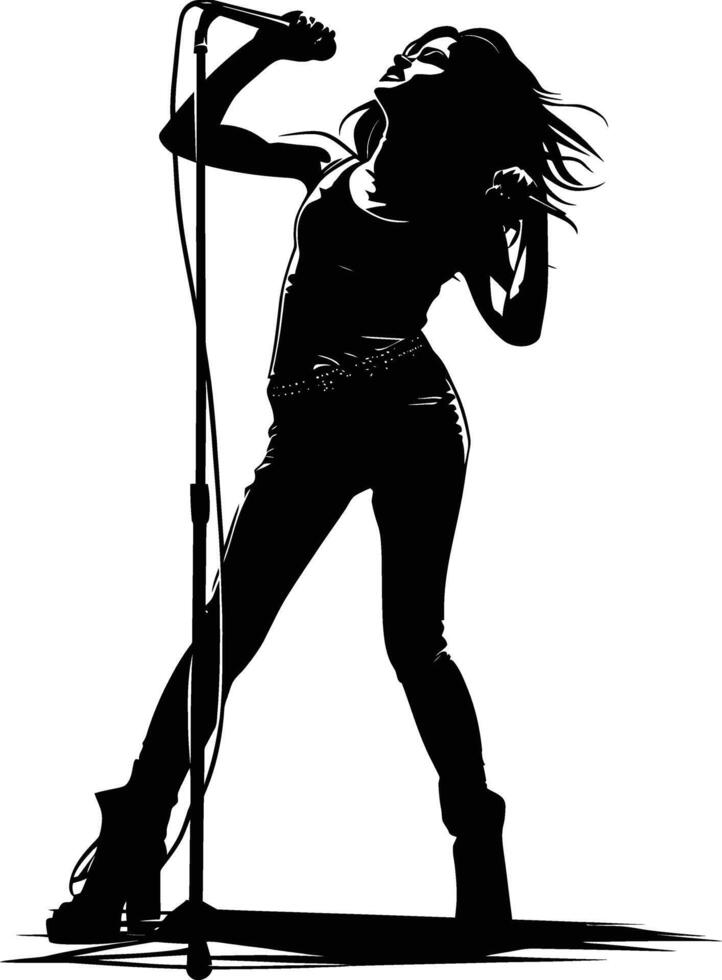 AI generated Silhouette lady rocker in perform black color only full body vector