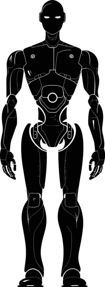 AI generated Silhouette robot character black color only full body vector