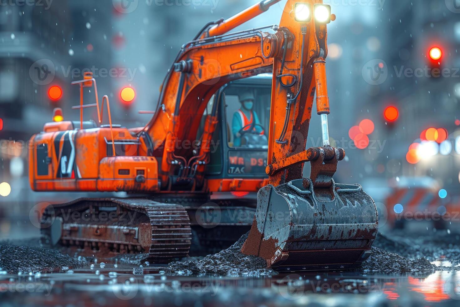 AI generated An excavator digging dirt on a construction professional photography photo