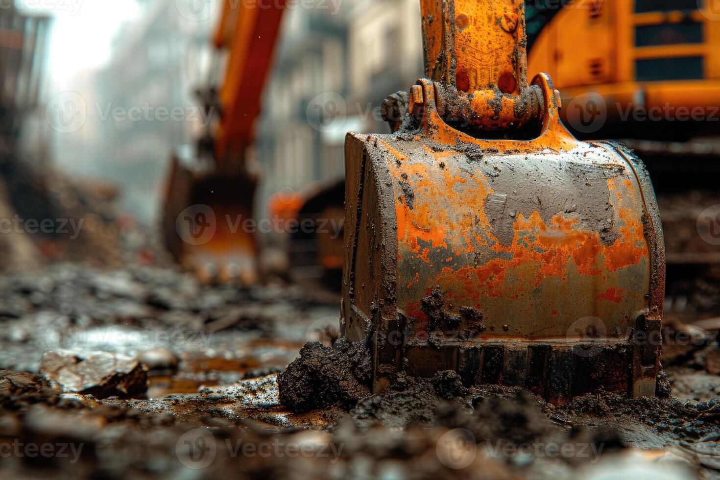 AI generated An excavator digging dirt on a construction professional photography photo