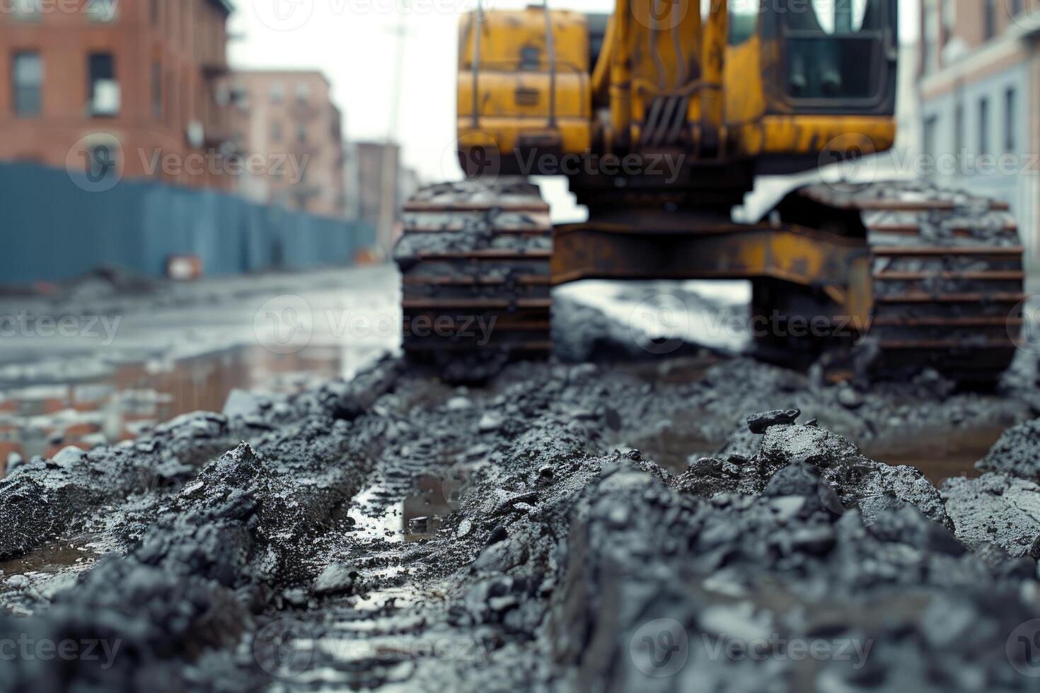 ai generado un excavador excavación suciedad en un construcción profesional fotografía foto