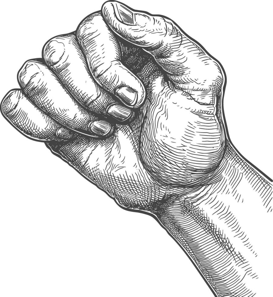 AI generated hand gesture in old engraving style for drawing reference vector