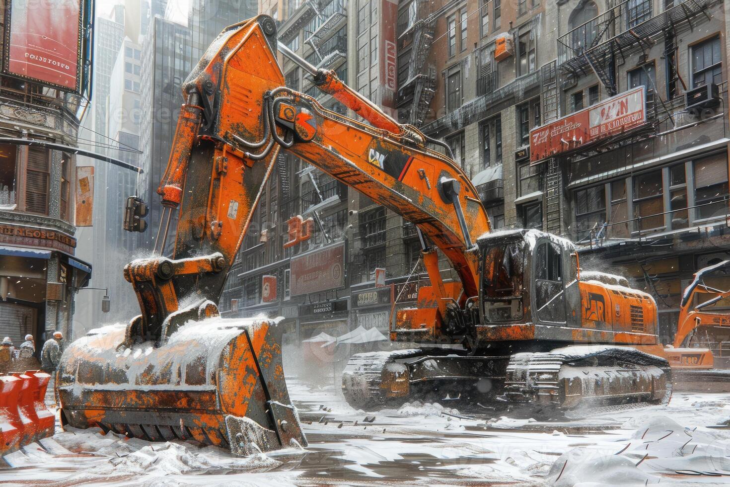 AI generated An excavator digging dirt on a construction professional photography photo