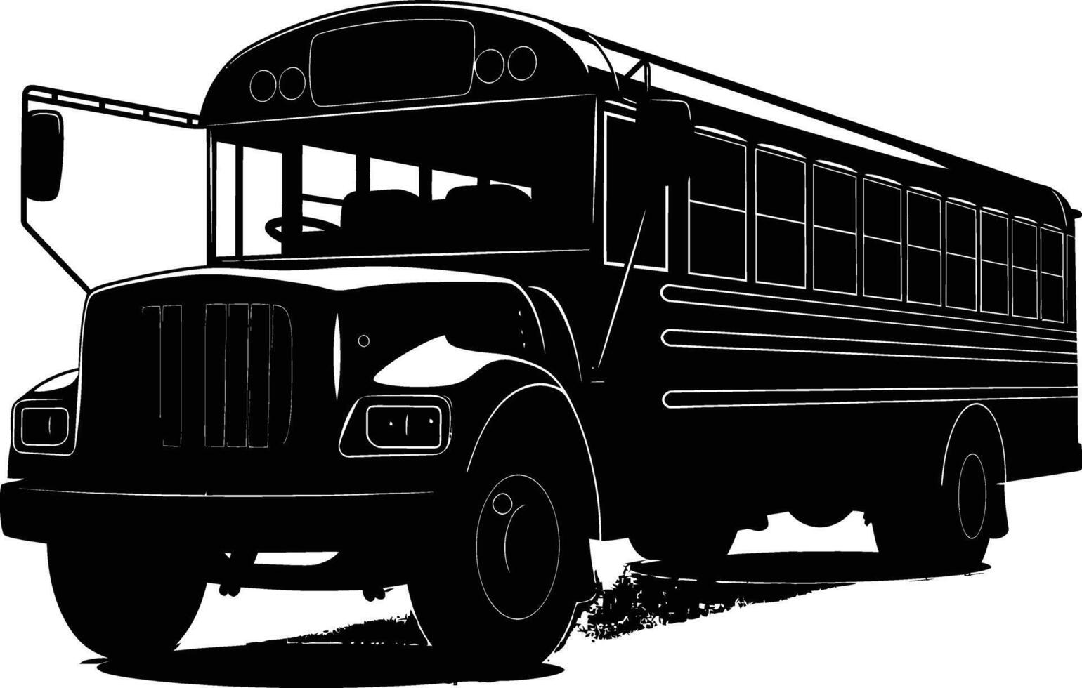 AI generated Silhouette school bus black color only vector