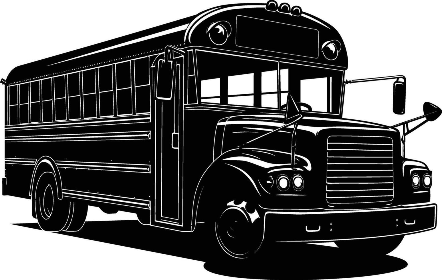 AI generated Silhouette school bus black color only vector