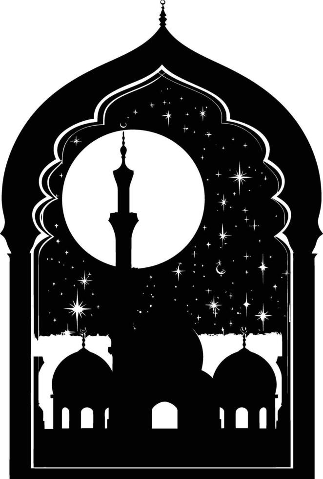 AI generated Silhouette Ramadan Kareem Islamic greeting card ideas vector